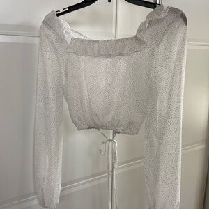 Mini Spot Print Ruffle Lace Up Back Top- size 4 (brand new)